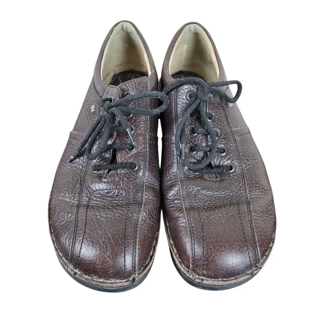 Finn Comfort Dijon Lace Up Oxford Sz 9.5 Brown Pebbled Leather Grandpacore